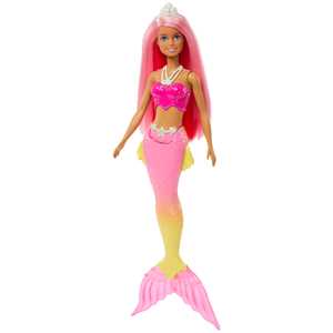 Giocattolo Barbie Dreamtopia, bambola dai capelli rosa e coroncina regale, con corpetto a conchiglia e la coda multicolore sfumata Barbie