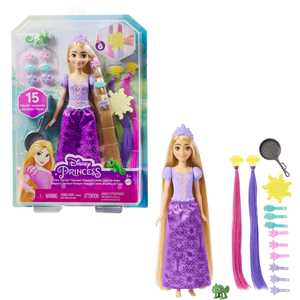 Giocattolo Disney Princess - Rapunzel Chioma Magica, Bambola con Extension Capelli Cambia-Colore e Accessori per Lo Styling Mattel