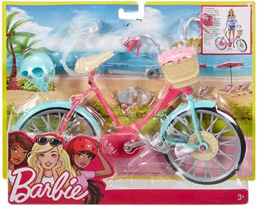 Giocattolo Barbie Bicicletta per Bambole con Casco e Accessori, Multicolore Barbie