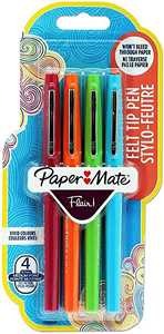 Cartoleria Paper Mate Flair - Pennarelli con punta in feltro, divertenti. Confezione da 4. Paper Mate