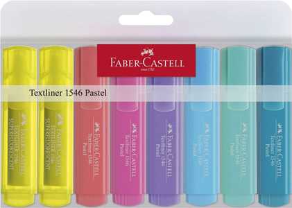 Cartoleria Bustina in plastica con 8 evidenziatori Textliner 46 Superflourescent + Pastel Faber-Castell