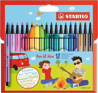 Cartoleria Pennarello Premium - STABILO Pen 68 Mini - Astuccio da 18 - Colori assortiti STABILO