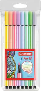 Cartoleria Pennarello Premium - STABILO Pen 68 Pastel - Astuccio da 8 - Colori assortiti STABILO