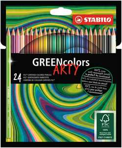 Cartoleria Matita colorata Ecosostenibile - STABILO GREENcolors - ARTY - Astuccio da 24 - Colori assortiti STABILO