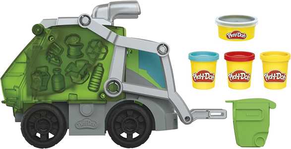 Giocattolo Play-Doh Wheels - Il Camioncino della Spazzatura, camion dei rifiuti giocattolo 2 in 1 con pasta da modellare atossica Hasbro