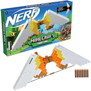 Giocattolo Nerf Minecraft - Sabrewing, arco motorizzato lancia i dardi, design ispirato al videogioco, include 8 dardi Nerf Elite Hasbro