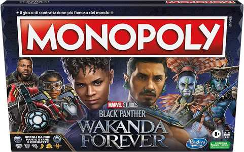 Giocattolo Monopoly Marvel Black Panther: Wakanda Forever - gioco da tavolo per famiglie, dagli 8 anni in su, da 2 a 6 giocatori Hasbro