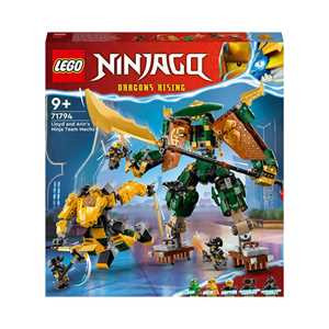 Giocattolo LEGO NINJAGO 71794 Team Mech Ninja di Lloyd e Arin, Set con 2 Action Figure Combinabili e 5 Minifigure, Giochi per Bambini 9+ LEGO