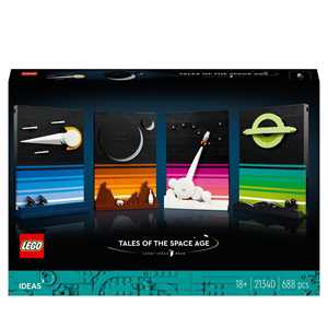 Giocattolo LEGO Ideas 21340 Storie dell’Era Spaziale, Set per Adulti con 4 Cartoline 3D Collegabili con Immagini Ispirate Sci-Fi Anni '80 LEGO