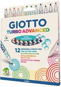 Cartoleria Pennarelli Giotto Turbo Advanced. Scatola 12 colori assortiti Giotto