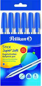 Cartoleria Penna a sfera Pelikan Stick super soft blu. Confezione da 6 pezzi Pelikan