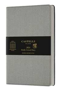 Cartoleria Agenda Castelli Milano HARRIS Oyster grey Diary 2024 13x21 cm Settimanale Copertina Flex Colore  160 Pag CASTELLI MILANO
