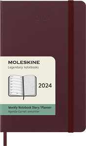 Cartoleria Agenda Moleskine settimanale 2024, 12 mesi, Pocket, copertina rigida, Rosso borgogna - 9 x 14 cm Moleskine