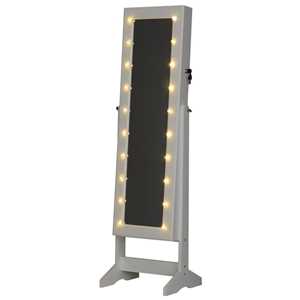 Idee regalo Armadio Portagioie a Specchio con 20 Luci LED Bianco 40x37x146 cm Homcom