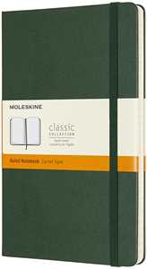 Cartoleria Taccuino Moleskine large a righe copertina rigida verde. Myrtle Green Moleskine
