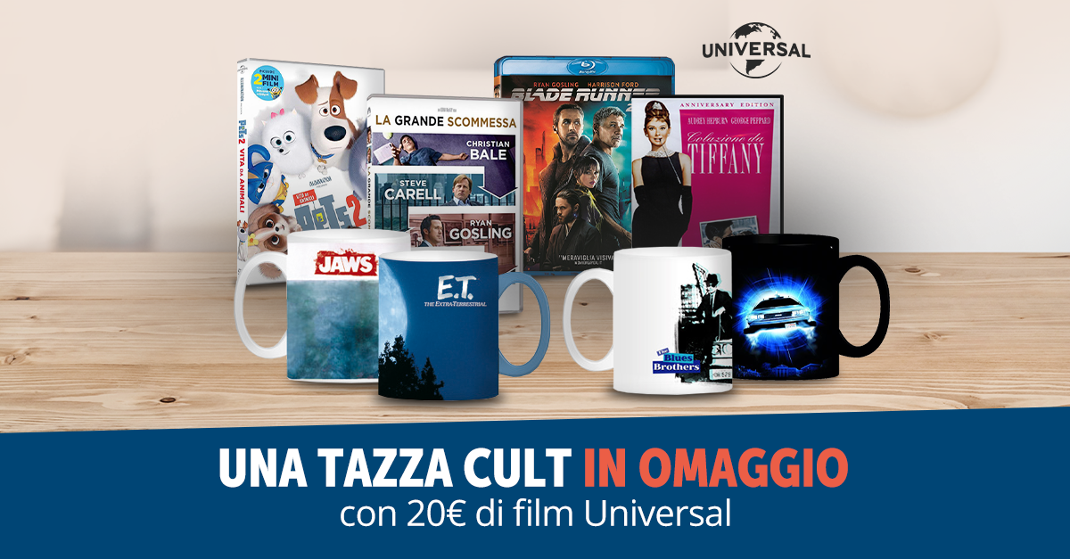 Una tazza cult in regalo con 20€ di film Universal!