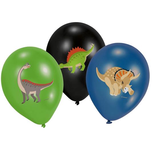 Amscan: 6 Balloons Happy Dinosaur 28Cm/11 4C. Pallone Lattice 11 - 27 Cm Happy Dinosaur