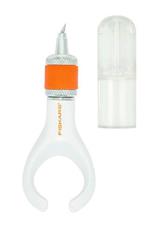 FISKARS Cutter anulare girevole, Per destrorsi e mancini, Lunghezza totale: 17,6 cm, Acciaio di qualità/Plastica, Bianco, 1003756