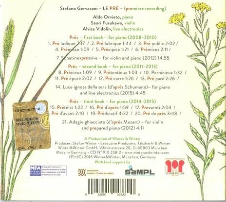 Le pré - CD Audio di Aldo Orvieto,Stefano Gervasoni,Saori Furukawa,Alvise Vidolin - 2