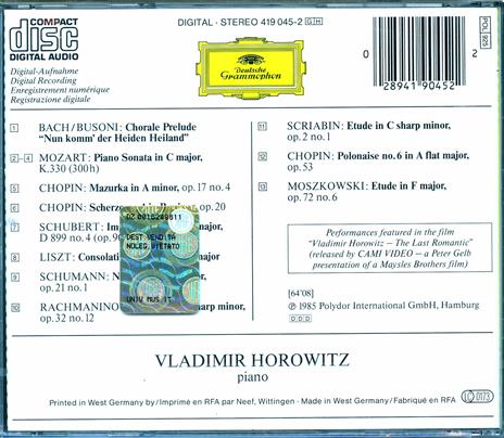 Last Romantic - CD Audio di Vladimir Horowitz - 2