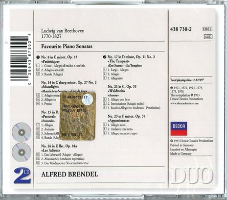 Sonate per pianoforte n.8, n.14, n.15, n.26, n.17, n.21, n.23 - CD Audio di Ludwig van Beethoven,Alfred Brendel - 2