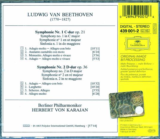 Sinfonie n.1, n.2 - CD Audio di Ludwig van Beethoven,Herbert Von Karajan,Berliner Philharmoniker - 2