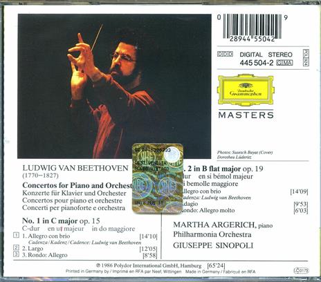 Concerti per pianoforte n.1, n.2 - CD Audio di Ludwig van Beethoven,Martha Argerich,Giuseppe Sinopoli,Philharmonia Orchestra - 2