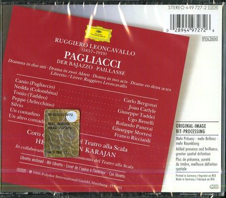 Pagliacci - CD Audio di Herbert Von Karajan,Ruggero Leoncavallo,Carlo Bergonzi,Orchestra del Teatro alla Scala di Milano - 2