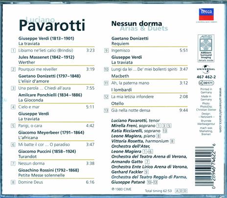 Nessun dorma: Arie e duetti - CD Audio di Luciano Pavarotti - 2