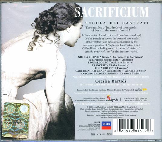 Sacrificium - CD Audio di Cecilia Bartoli,Giardino Armonico,Giovanni Antonini - 2