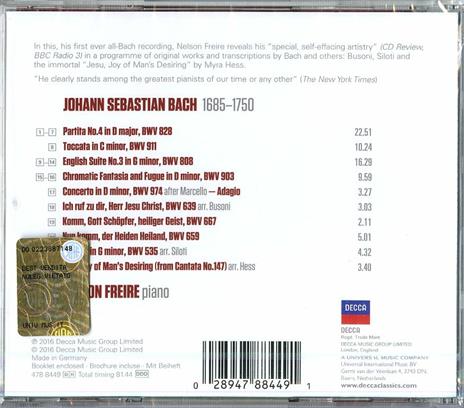 Bach - CD Audio di Johann Sebastian Bach,Nelson Freire - 2