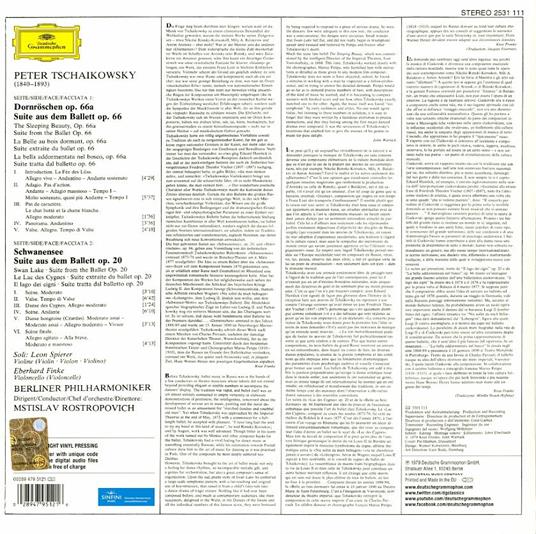 La bella addormentata - Il lago dei cigni (Suites) - Vinile LP di Pyotr Ilyich Tchaikovsky,Mstislav Rostropovich,Berliner Philharmoniker - 2
