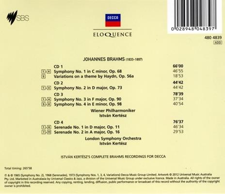 Symphonies n.1 - 4; - CD Audio di Johannes Brahms - 2