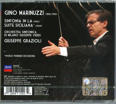 Sinfonia in La - Suite Siciliana - CD Audio di Gino Marinuzzi,Orchestra Sinfonica di Milano Giuseppe Verdi,Giuseppe Grazioli - 2