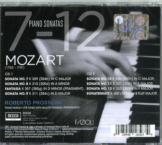 Sonate n.7, n.8, n.9, n.10, n.11, n.12 - CD Audio di Wolfgang Amadeus Mozart,Roberto Prosseda - 2