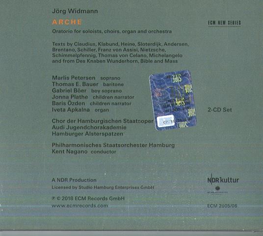 Arche. Oratorio per soli, cori, organo e orchestra - CD Audio di Kent Nagano,Jörg Widmann - 2