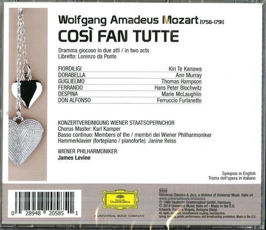 Così fan tutte - CD Audio di Wolfgang Amadeus Mozart,James Levine,Kiri Te Kanawa,Wiener Philharmoniker - 2