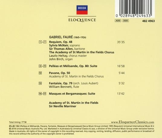 Requiem - Orchestral Works - CD Audio di Gabriel Fauré,Neville Marriner - 2