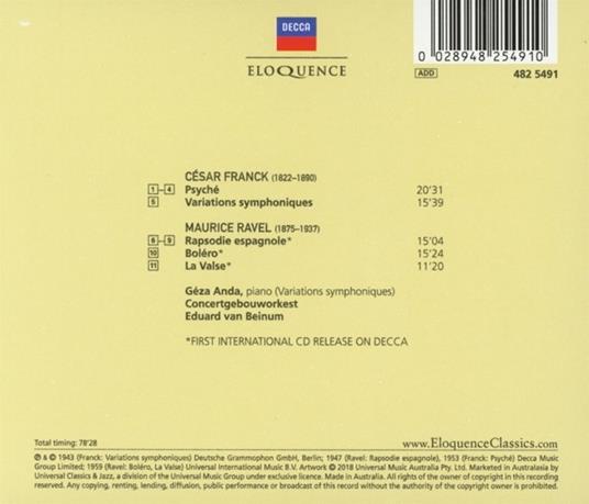 Orchestral Works - CD Audio di Maurice Ravel,César Franck,Eduard van Beinum - 2
