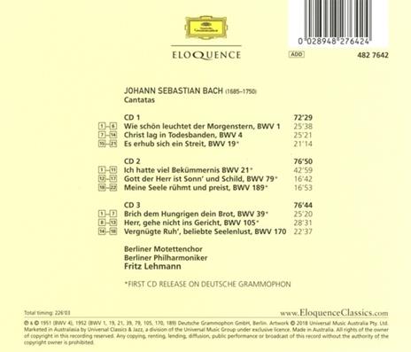 9 Cantate Sacre - CD Audio di Johann Sebastian Bach,Fritz Lehmann - 2