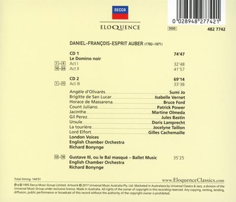 Le domino noir - Gustave III Ballet Music - CD Audio di Daniel-François-Esprit Auber,Sumi Jo,Isabelle Vernet - 2