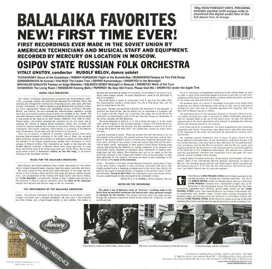 Balalaika Favourites - Vinile LP di Vitaly Gnutov,Osipov State Russian Folk Orchestra - 2