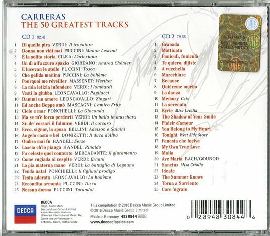 The 50 Greatest Tracks - CD Audio di José Carreras - 2