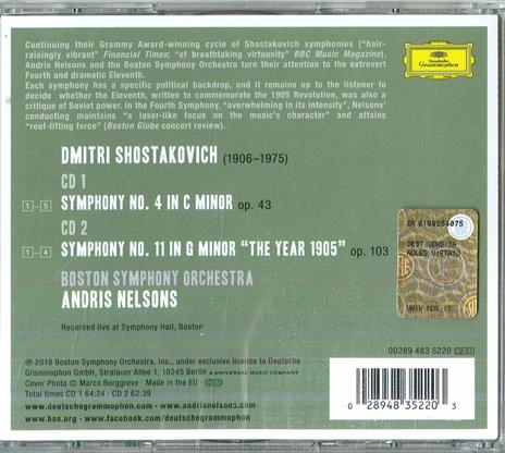 Sinfonie n.4, n.11 - CD Audio di Dmitri Shostakovich,Andris Nelsons,Boston Symphony Orchestra - 2