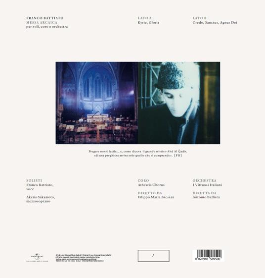 Messa Arcaica (Esclusiva Feltrinelli e IBS.it - 30th Anniversary Edition - 180 gr. Limited, Numbered & Blue Coloured Vinyl) - Vinile LP di Franco Battiato - 3