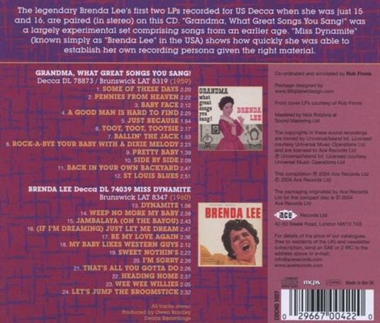 Grandma, What Great Songs You Sang-Miss - CD Audio di Brenda Lee - 2