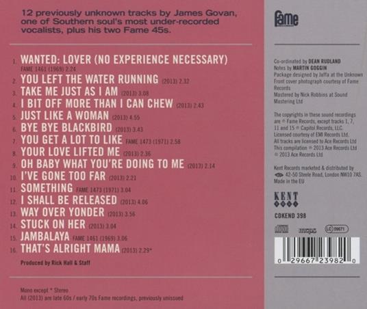 Wanted. The Fame Recordings - CD Audio di James Govan - 2