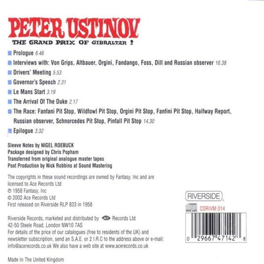 Grand Prix of Gibralter - CD Audio di Peter Ustinov - 2