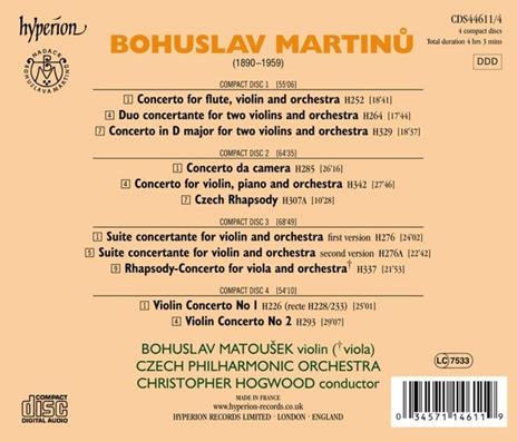 The Complete Music For Violin & Orchestra - Christopher Czech Philharmonic Orchestra / Hogwood (4 Cd) - CD Audio di Bohuslav Martinu - 2