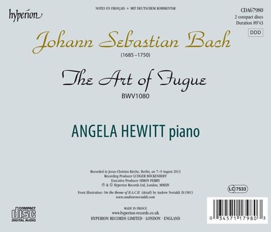 L'arte della fuga (Die Kunst der Fugue) - CD Audio di Johann Sebastian Bach,Angela Hewitt - 2